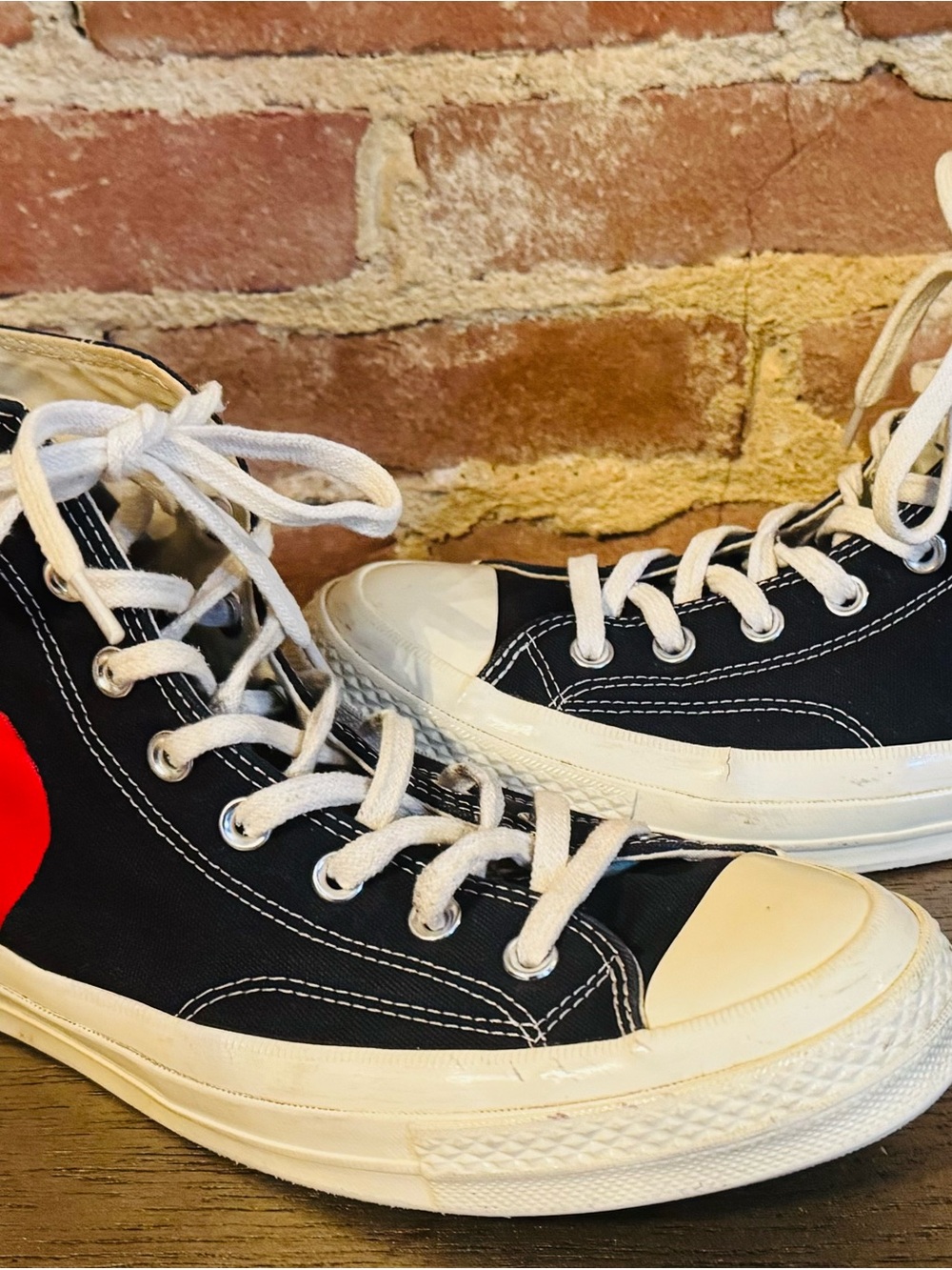 Converse Black Canvas High-Top Sneakers with Red Accent